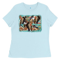 Baby Blue indian western background Ladies Tee - AdoDesignShop