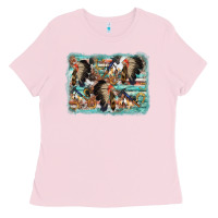 Bubblegum Pink indian western background Ladies Tee - AdoDesignShop