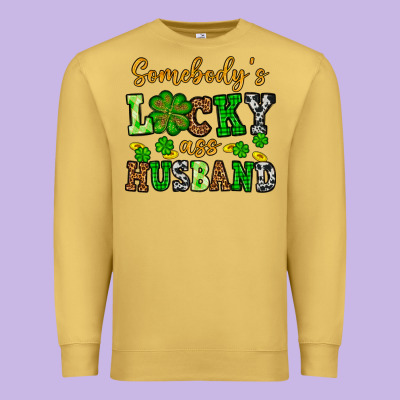 St. Patrick's Somebody's Lucky As Husband Premium Sweatshirt Designed By Oliviacreatesart