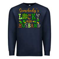 Navy St. Patrick's Somebody's lucky as husband Premium Sweatshirt - OliviaCreatesArt