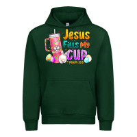 Forest Green Jesus Fills My Cup Easter Urban Hoodie - CowhideDigitalArt