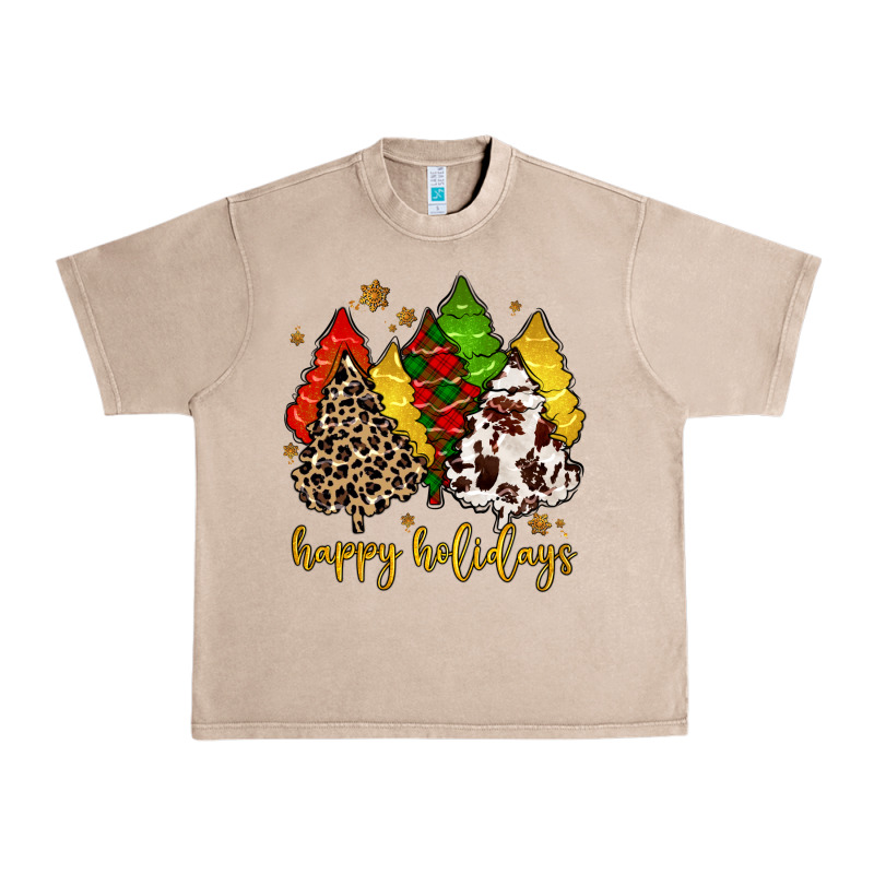 Happy Holidays With Christmas Tree Urban Heavy Tee by MaliasSmallBusiness | Teevron