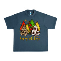 Midnight Navy happy holidays with christmas tree Urban Heavy Tee - MaliasSmallBusiness