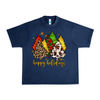 Navy happy holidays with christmas tree Urban Heavy Tee - MaliasSmallBusiness