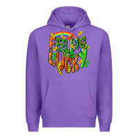 Purple St. Patrick's Day Feeling lucky Premium Hoodie - CowGirlArtShop