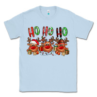 Dusty Blue Ho ho ho Reindeer Classic Tee - NancyCooperArtShop