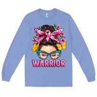 Colony Blue cancer warrior messy bun Long Sleeve Tee - BarkalooDesign