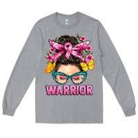 Heather Grey cancer warrior messy bun Long Sleeve Tee - BarkalooDesign