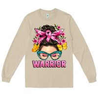 Mushroom cancer warrior messy bun Long Sleeve Tee - BarkalooDesign