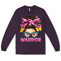 Plum cancer warrior messy bun Long Sleeve Tee - BarkalooDesign