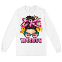 White cancer warrior messy bun Long Sleeve Tee - BarkalooDesign