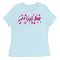 Baby Blue hope breast cancer butterfly Ladies Tee - Jasminsmagicworld