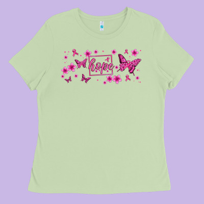 Hope Breast Cancer Butterfly Ladies Tee Designed By Jasminsmagicworld