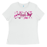 White hope breast cancer butterfly Ladies Tee - Jasminsmagicworld