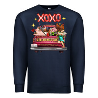 Navy Valentine's Day Truck Farm Animals Cupid XOXO Premium Sweatshirt - FaDigitalArtStudio