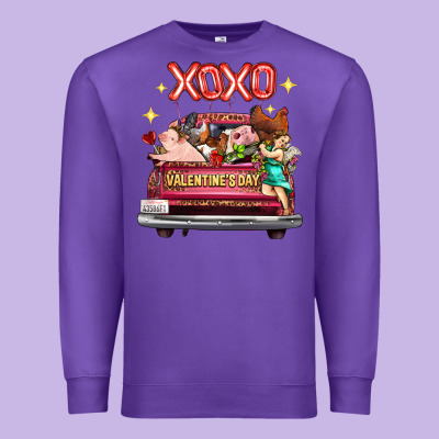 Valentine's Day Truck Farm Animals Cupid Xoxo Premium Sweatshirt Designed By Fadigitalartstudio