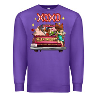 Purple Valentine's Day Truck Farm Animals Cupid XOXO Premium Sweatshirt - FaDigitalArtStudio