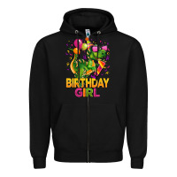 Black 1st birthday girl t rex pink Zipper Hoodie - CowGirlArtShop