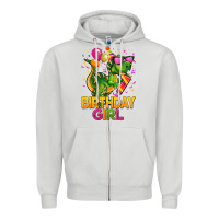 Dove Grey 1st birthday girl t rex pink Zipper Hoodie - CowGirlArtShop