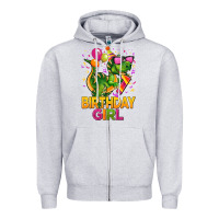 Heather Grey 1st birthday girl t rex pink Zipper Hoodie - CowGirlArtShop