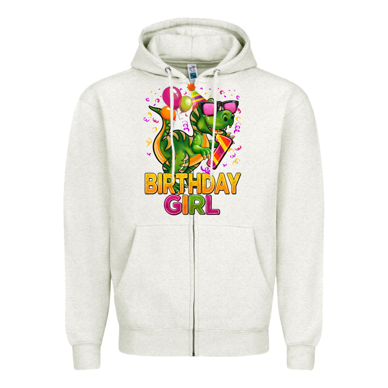 1st Birthday Girl T Rex Pink Zipper Hoodie by CowGirlArtShop | Teevron