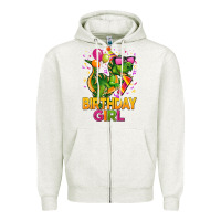 Oatmeal Heather 1st birthday girl t rex pink Zipper Hoodie - CowGirlArtShop