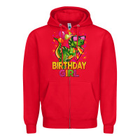Red 1st birthday girl t rex pink Zipper Hoodie - CowGirlArtShop