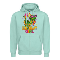 Seafoam 1st birthday girl t rex pink Zipper Hoodie - CowGirlArtShop