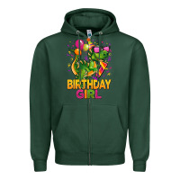 Sports Green 1st birthday girl t rex pink Zipper Hoodie - CowGirlArtShop