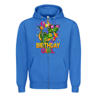 True Royal 1st birthday girl t rex pink Zipper Hoodie - CowGirlArtShop