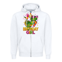 White 1st birthday girl t rex pink Zipper Hoodie - CowGirlArtShop