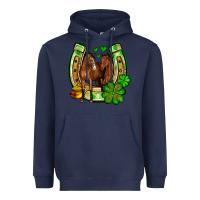 Navy St. Patrick's Day horse horseshoe Heavyweight Hoodie - OliviaCreatesArt