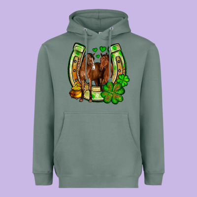 St. Patrick's Day Horse Horseshoe Heavyweight Hoodie Designed By Oliviacreatesart