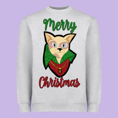 Merry Christmas Cat Heavyweight Sweatshirt Designed By Bettercallsaul