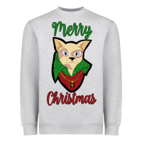 Heather Grey Merry Christmas Cat Heavyweight Sweatshirt - Bettercallsaul