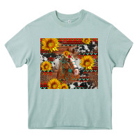 Arona western horse with sunflowers and aztec leopard cowhide Heavy Core Tee - Artiststas