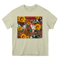 Mossy western horse with sunflowers and aztec leopard cowhide Heavy Core Tee - Artiststas