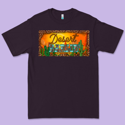 Western Desert Darlin Sunset Cactus Leopard Serape   License Plate Tem Premium Tee Designed By Barkaloodesign