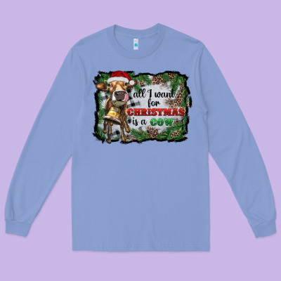 All I Want For Christmas Is A Cow Long Sleeve Tee Designed By Ranaportraitstore