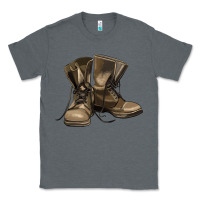 Charcoal Heather soldier veteran boots Classic Tee - MaliasSmallBusiness