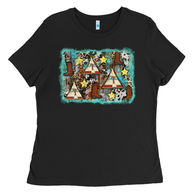 Tribe Tent Western Background Ladies Tee by AdoDesignShop | Teevron