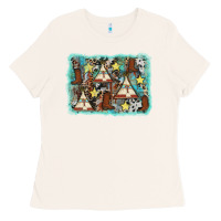 Bone tribe tent western background Ladies Tee - AdoDesignShop