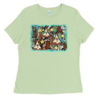 Matcha tribe tent western background Ladies Tee - AdoDesignShop