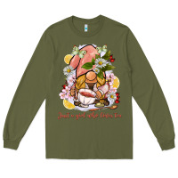 Army Green just a girl who loves tea gnome Long Sleeve Tee - BarkalooDesign