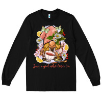 Black just a girl who loves tea gnome Long Sleeve Tee - BarkalooDesign