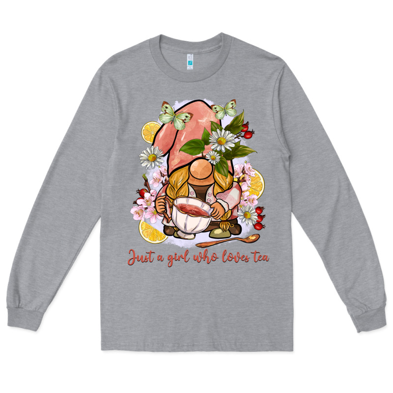 Just A Girl Who Loves Tea Gnome Long Sleeve Tee by BarkalooDesign | Teevron