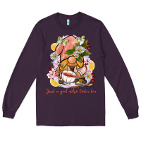 Plum just a girl who loves tea gnome Long Sleeve Tee - BarkalooDesign