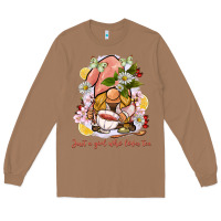Toasted Coconut just a girl who loves tea gnome Long Sleeve Tee - BarkalooDesign