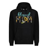 Black Blessed mom sunflower mother's day Premium Hoodie - HowdyJamesFarm
