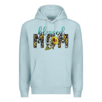 Blue Mist Blessed mom sunflower mother's day Premium Hoodie - HowdyJamesFarm